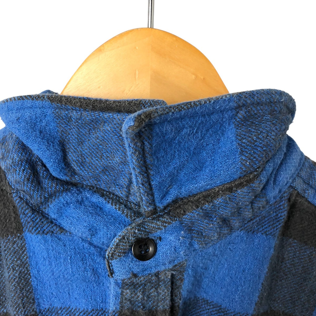 90'S Five Brother Buffalo Check Long Sleeve Flannel Check Shirt Men's XL Vintage cotton blue type Vintage Second Hand