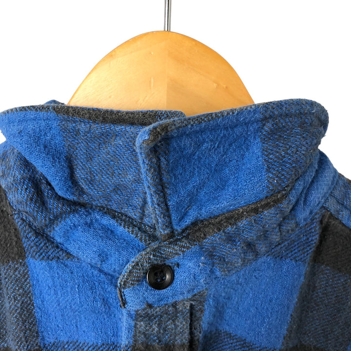 90'S Five Brother Buffalo Check Long Sleeve Flannel Check Shirt Men's XL Vintage cotton blue type Vintage Second Hand
