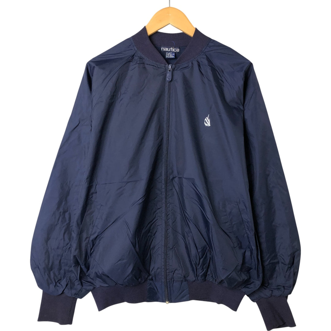 90'S NAUTICA Back Logo Nylon Blouson Men's XL Nylon navy blue type Vintage Second Hand