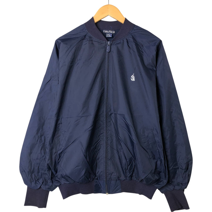 90'S NAUTICA Back Logo Nylon Blouson Men's XL Nylon navy blue type Vintage Second Hand