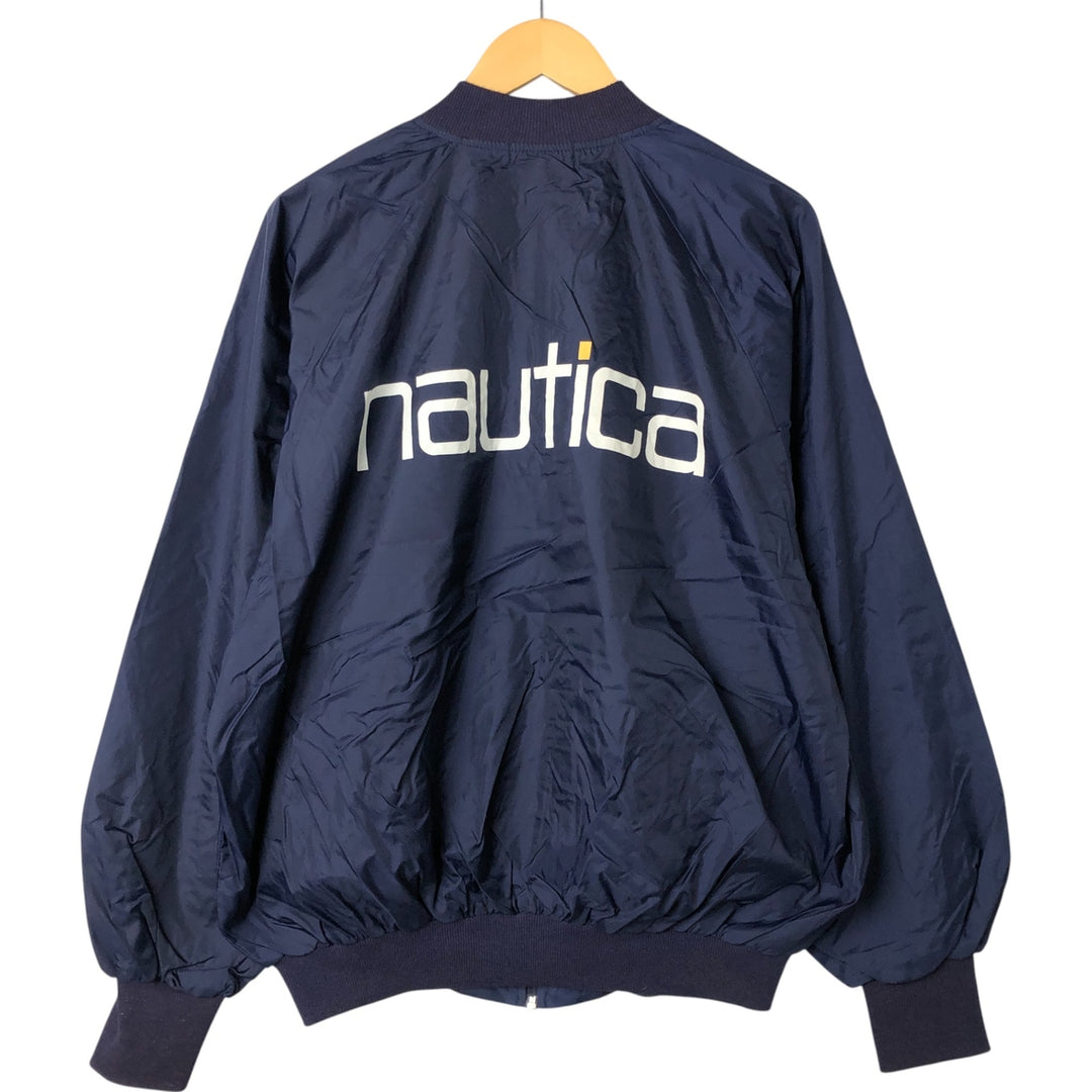 90'S NAUTICA Back Logo Nylon Blouson Men's XL Nylon navy blue type Vintage Second Hand