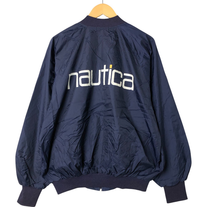 90'S NAUTICA Back Logo Nylon Blouson Men's XL Nylon navy blue type Vintage Second Hand