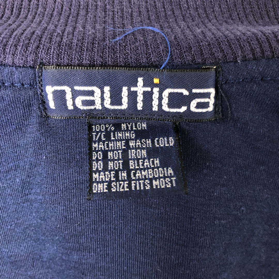 90'S NAUTICA Back Logo Nylon Blouson Men's XL Nylon navy blue type Vintage Second Hand