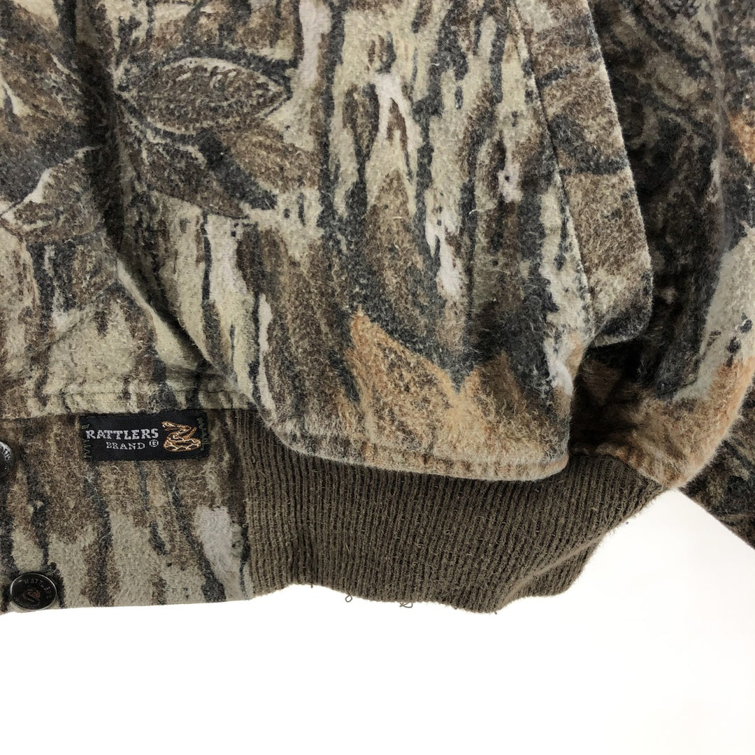 90'S RATTLERS Camouflage Pattern Real Tree Camo Cotton Blouson Made in USA Men's XL Vintage cotton brown type Vintage Second Hand