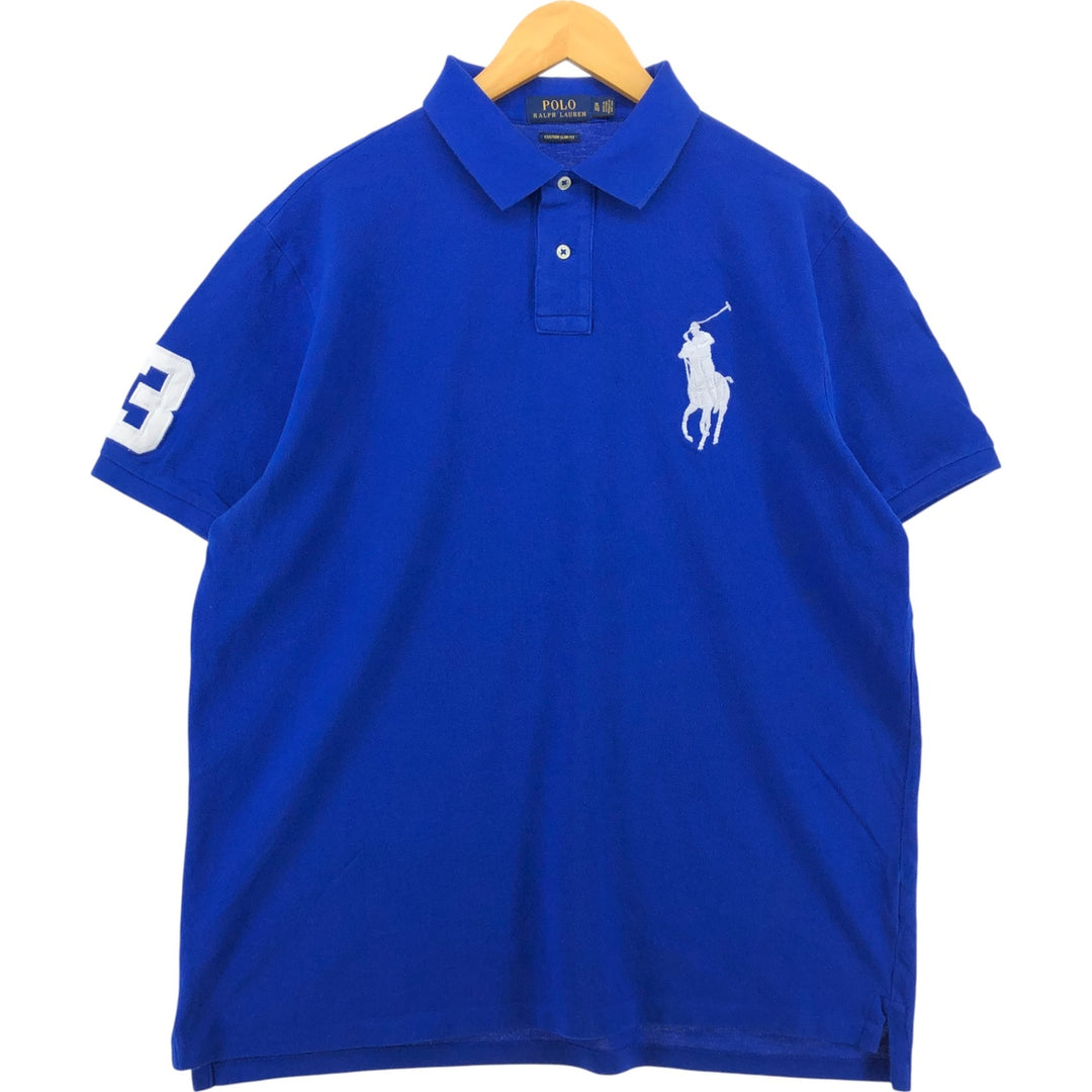 Ralph Lauren POLO RALPH LAUREN CUSTOM SLIM FIT Big Pony Short Sleeve Polo Shirt Men's XL cotton blue type Vintage Second Hand