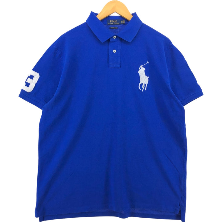 Ralph Lauren POLO RALPH LAUREN CUSTOM SLIM FIT Big Pony Short Sleeve Polo Shirt Men's XL cotton blue type Vintage Second Hand