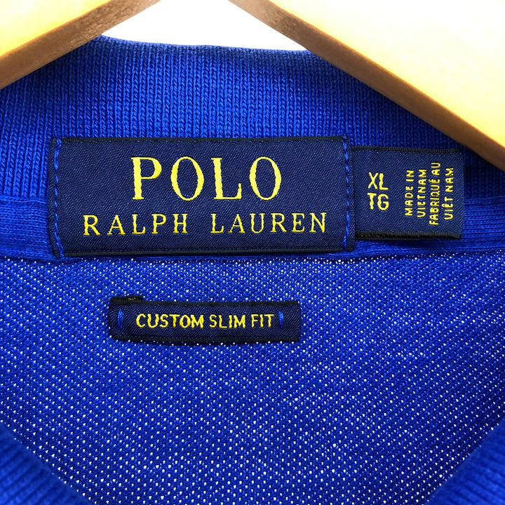 Ralph Lauren POLO RALPH LAUREN CUSTOM SLIM FIT Big Pony Short Sleeve Polo Shirt Men's XL cotton blue type Vintage Second Hand