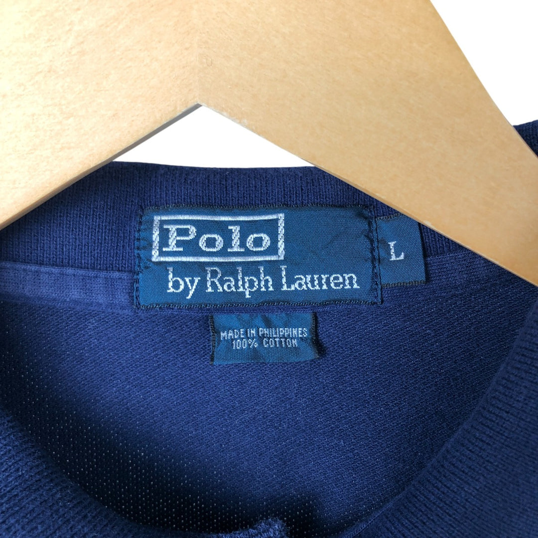 Ralph Lauren POLO by Ralph Lauren short sleeve polo shirt, men's size L cotton navy blue type Vintage Second Hand