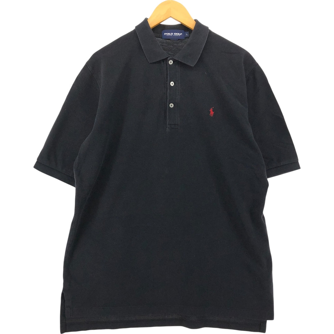 Ralph Lauren POLO GOLF Polo Golf short sleeve polo shirt for men size L cotton black type Vintage Second Hand