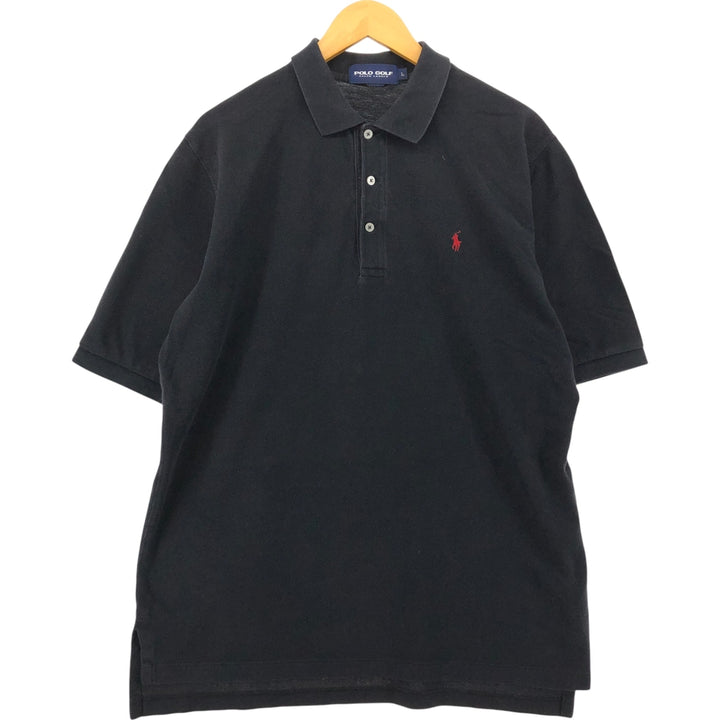 Ralph Lauren POLO GOLF Polo Golf short sleeve polo shirt for men size L cotton black type Vintage Second Hand