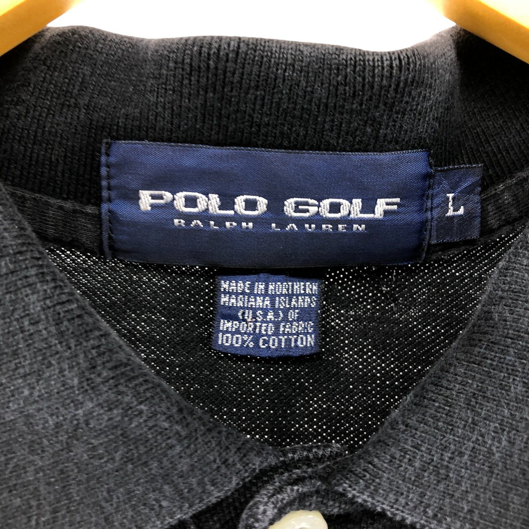 Ralph Lauren POLO GOLF Polo Golf short sleeve polo shirt for men size L cotton black type Vintage Second Hand