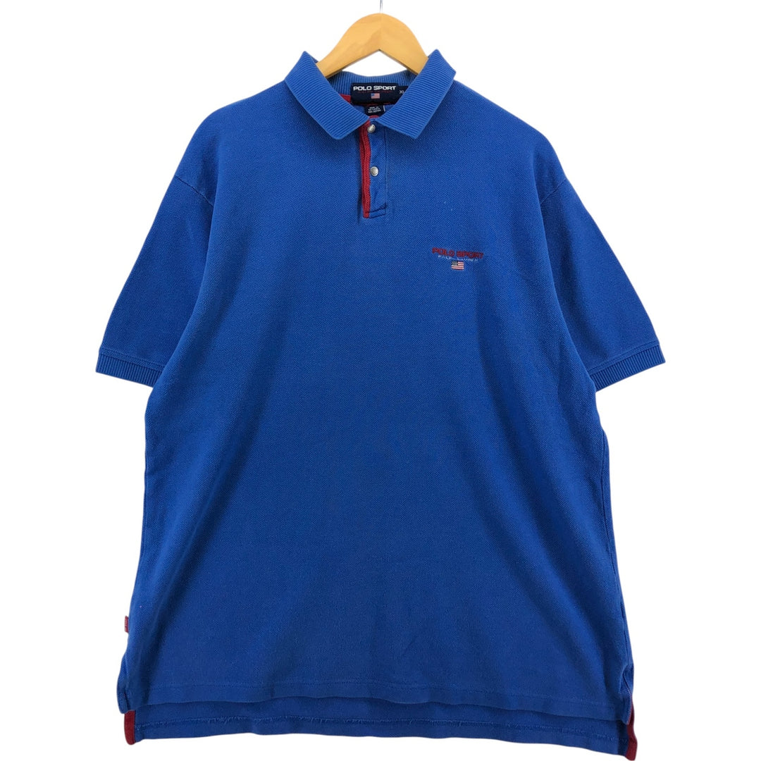 Ralph Lauren POLO SPORT short sleeve polo shirt, men's XL size cotton blue type Vintage Second Hand