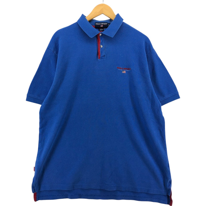 Ralph Lauren POLO SPORT short sleeve polo shirt, men's XL size cotton blue type Vintage Second Hand