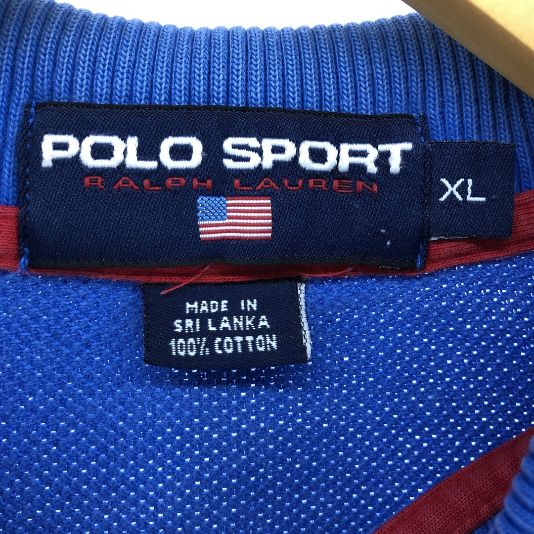 Ralph Lauren POLO SPORT short sleeve polo shirt, men's XL size cotton blue type Vintage Second Hand