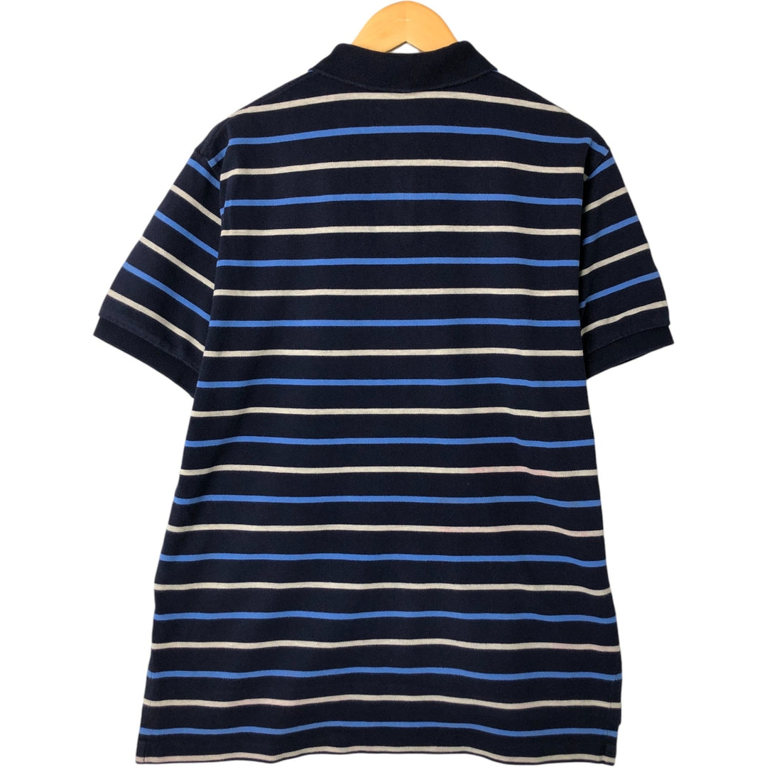 Ralph Lauren POLO by Ralph Lauren Multi-border short sleeve striped polo shirt Men's size L cotton navy blue type Vintage Second Hand