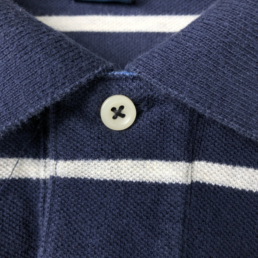 Ralph Lauren POLO by Ralph Lauren Multi-border short sleeve striped polo shirt Men's size L cotton navy blue type Vintage Second Hand