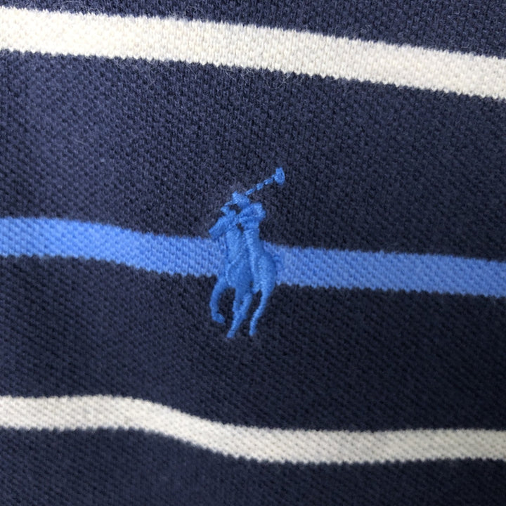 Ralph Lauren POLO by Ralph Lauren Multi-border short sleeve striped polo shirt Men's size L cotton navy blue type Vintage Second Hand