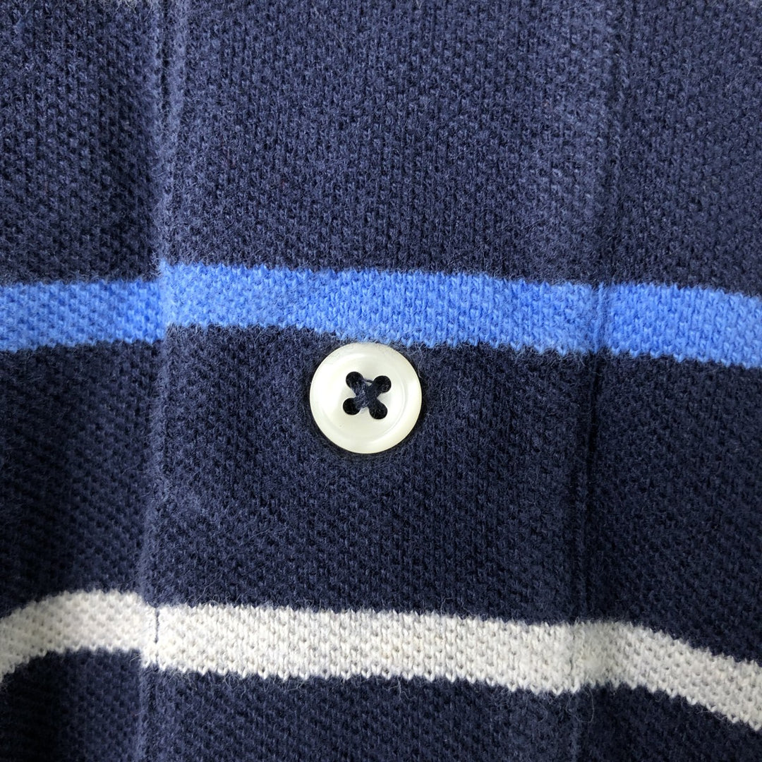 Ralph Lauren POLO by Ralph Lauren Multi-border short sleeve striped polo shirt Men's size L cotton navy blue type Vintage Second Hand
