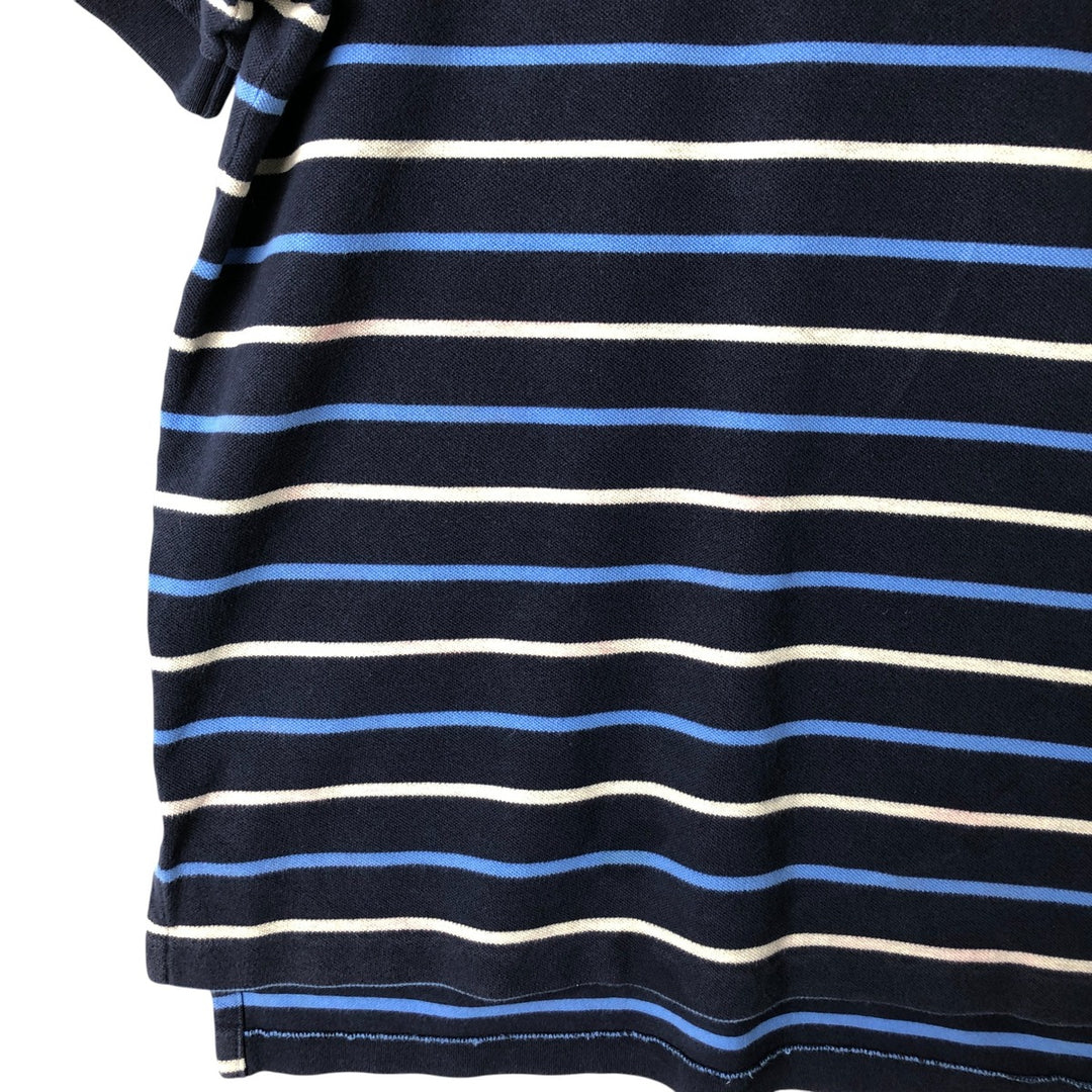 Ralph Lauren POLO by Ralph Lauren Multi-border short sleeve striped polo shirt Men's size L cotton navy blue type Vintage Second Hand