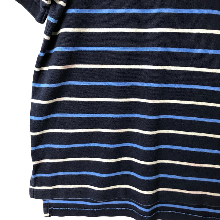 Ralph Lauren POLO by Ralph Lauren Multi-border short sleeve striped polo shirt Men's size L cotton navy blue type Vintage Second Hand
