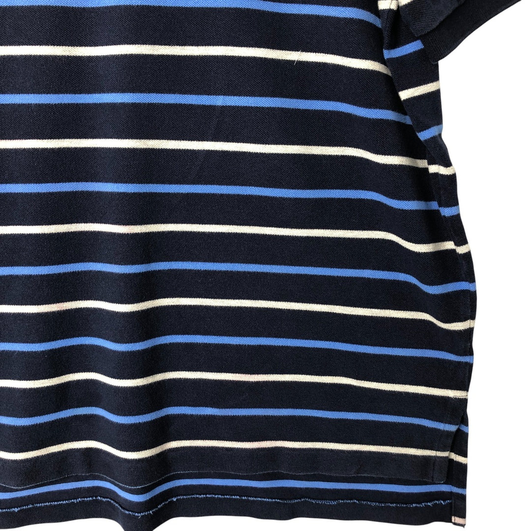 Ralph Lauren POLO by Ralph Lauren Multi-border short sleeve striped polo shirt Men's size L cotton navy blue type Vintage Second Hand