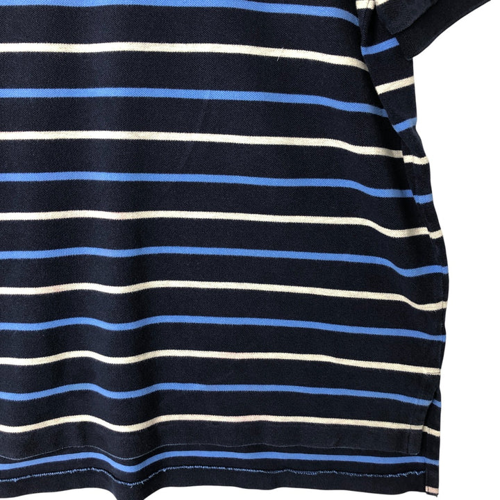 Ralph Lauren POLO by Ralph Lauren Multi-border short sleeve striped polo shirt Men's size L cotton navy blue type Vintage Second Hand