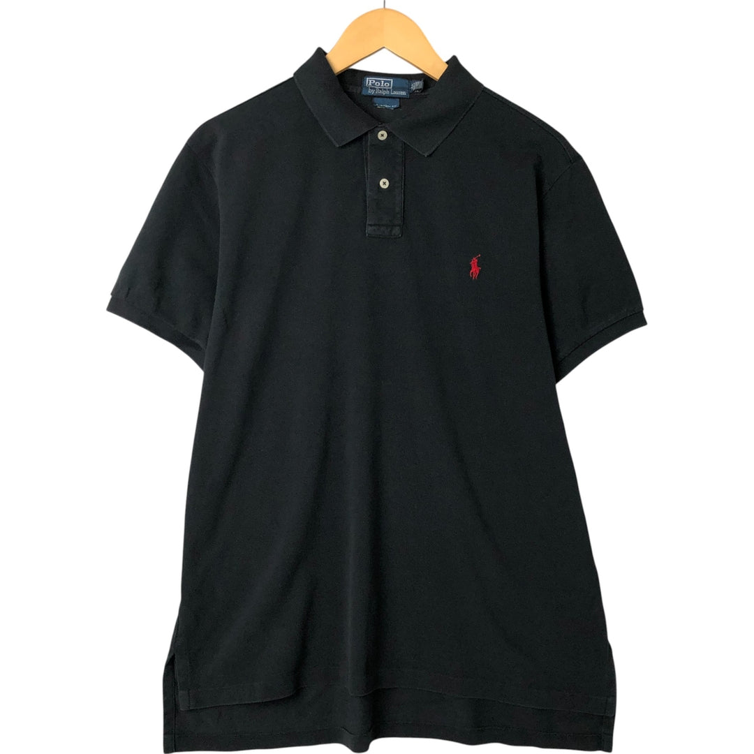 Ralph Lauren POLO by Ralph Lauren CUSTOM FIT short sleeve polo shirt, men's XL size cotton black type Vintage Second Hand