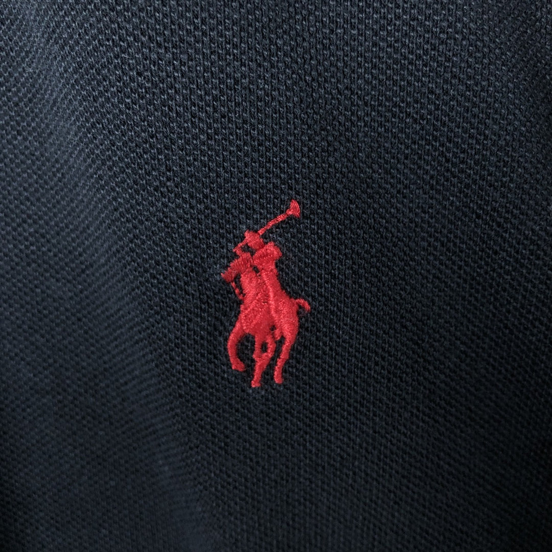 Ralph Lauren POLO by Ralph Lauren CUSTOM FIT short sleeve polo shirt, men's XL size cotton black type Vintage Second Hand