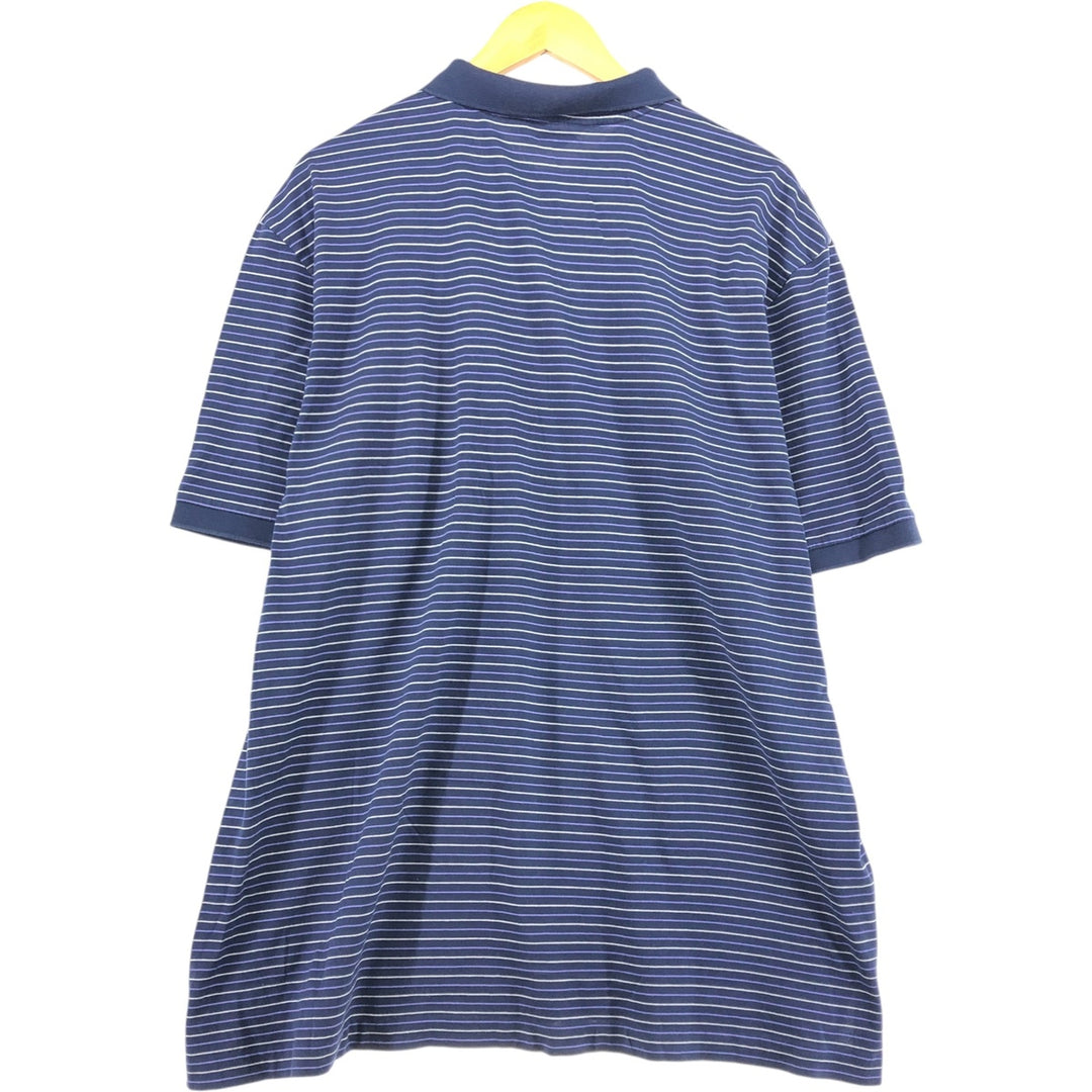 Ralph Lauren POLO GOLF PRO FIT short sleeve striped polo shirt for men, size XXL Pima Cotton navy blue type Vintage Second Hand