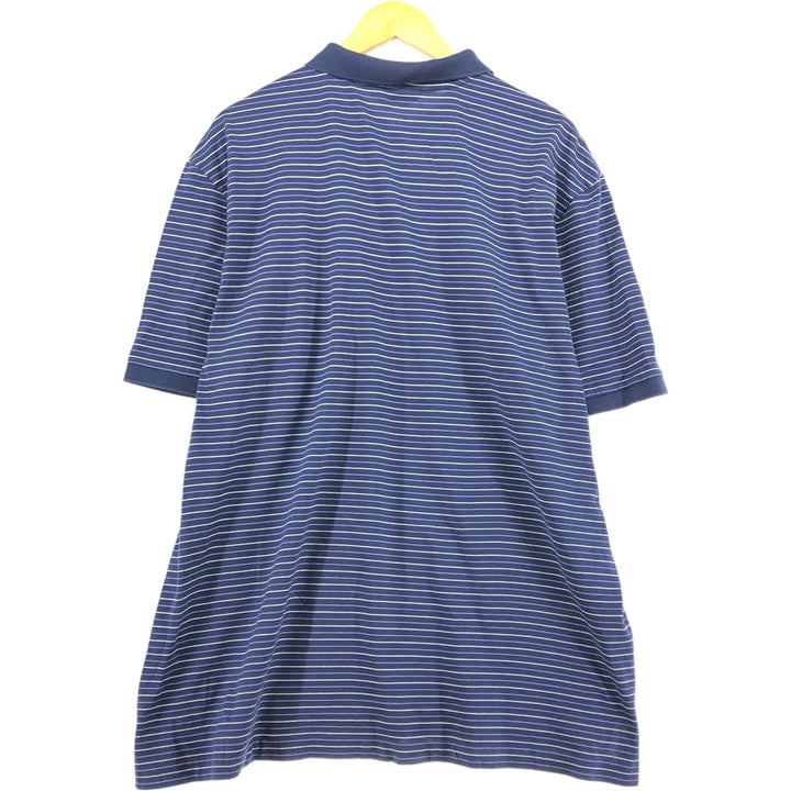 Ralph Lauren POLO GOLF PRO FIT short sleeve striped polo shirt for men, size XXL Pima Cotton navy blue type Vintage Second Hand