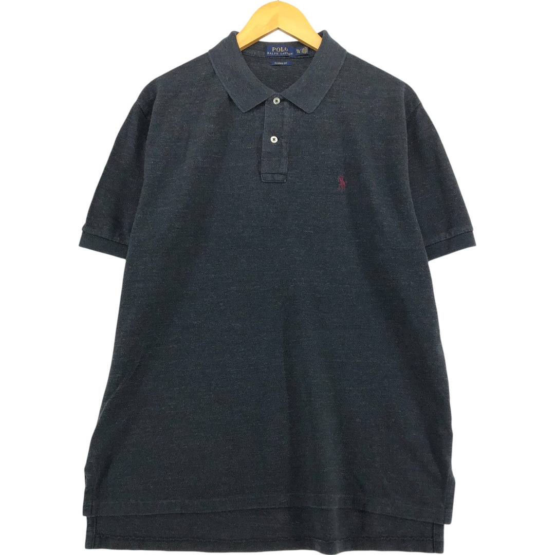 Ralph Lauren POLO RALPH LAUREN CLASSIC FIT short sleeve polo shirt men's XL equivalent cotton black type Vintage Second Hand