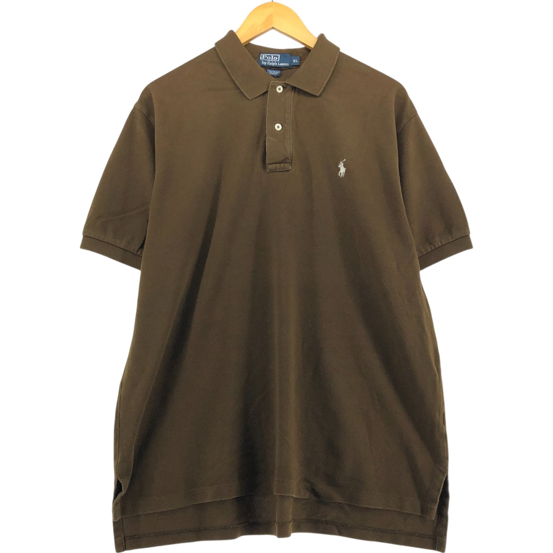 Ralph Lauren POLO by Ralph Lauren short sleeve polo shirt, men's XL size cotton brown type Vintage Second Hand