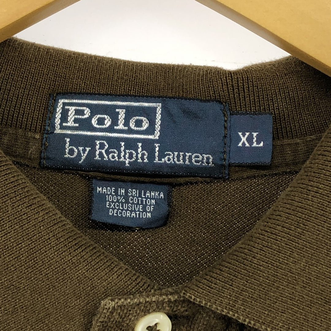 Ralph Lauren POLO by Ralph Lauren short sleeve polo shirt, men's XL size cotton brown type Vintage Second Hand