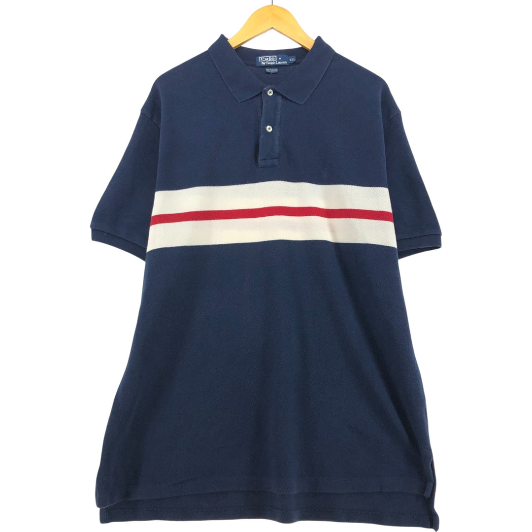 Ralph Lauren POLO by Ralph Lauren short sleeve polo shirt, men's size XXL cotton navy blue type Vintage Second Hand