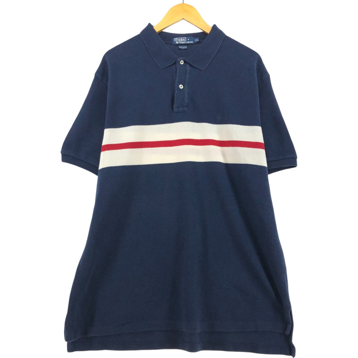 Ralph Lauren POLO by Ralph Lauren short sleeve polo shirt, men's size XXL cotton navy blue type Vintage Second Hand