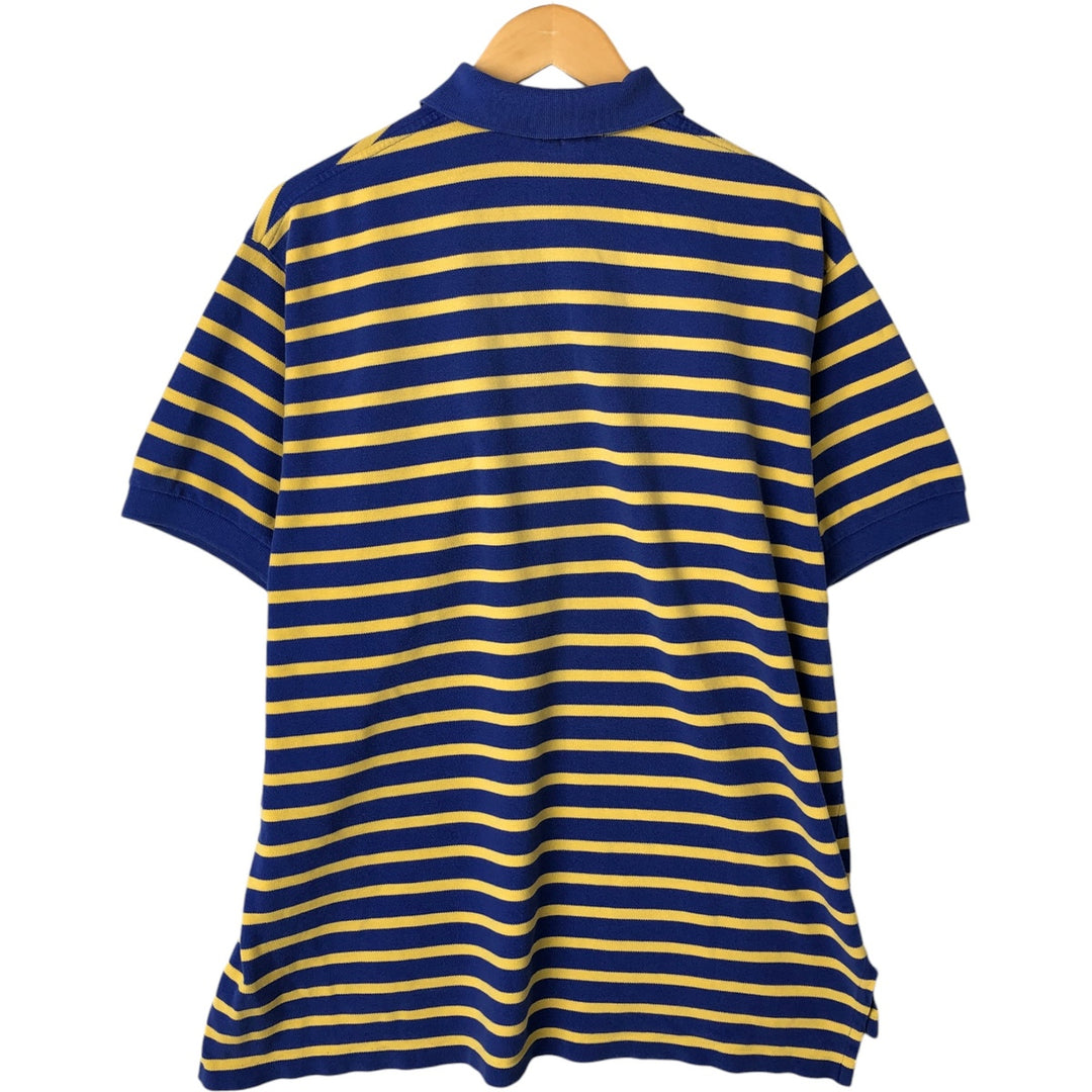 Ralph Lauren POLO by Ralph Lauren The big shirt, short sleeve, striped polo shirt, men's size L cotton blue type Vintage Second Hand