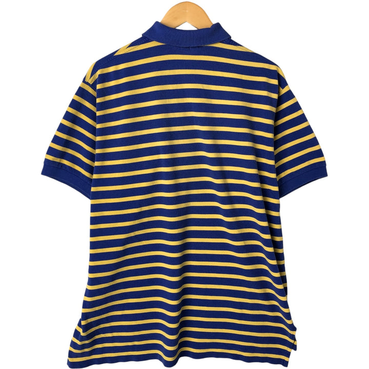 Ralph Lauren POLO by Ralph Lauren The big shirt, short sleeve, striped polo shirt, men's size L cotton blue type Vintage Second Hand
