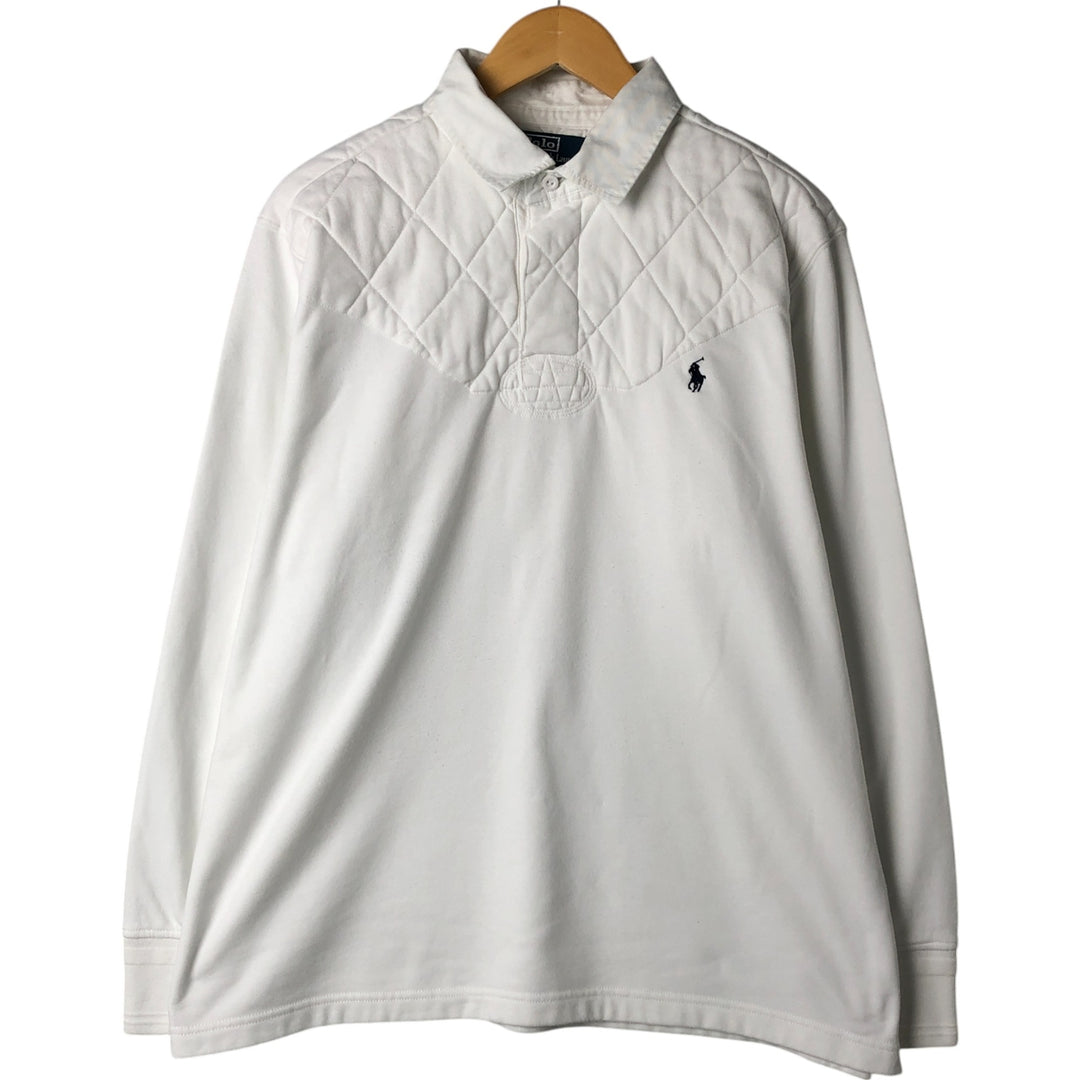Ralph Lauren POLO by Ralph Lauren long sleeve rugby shirt, men's XL size cotton white type Vintage Second Hand