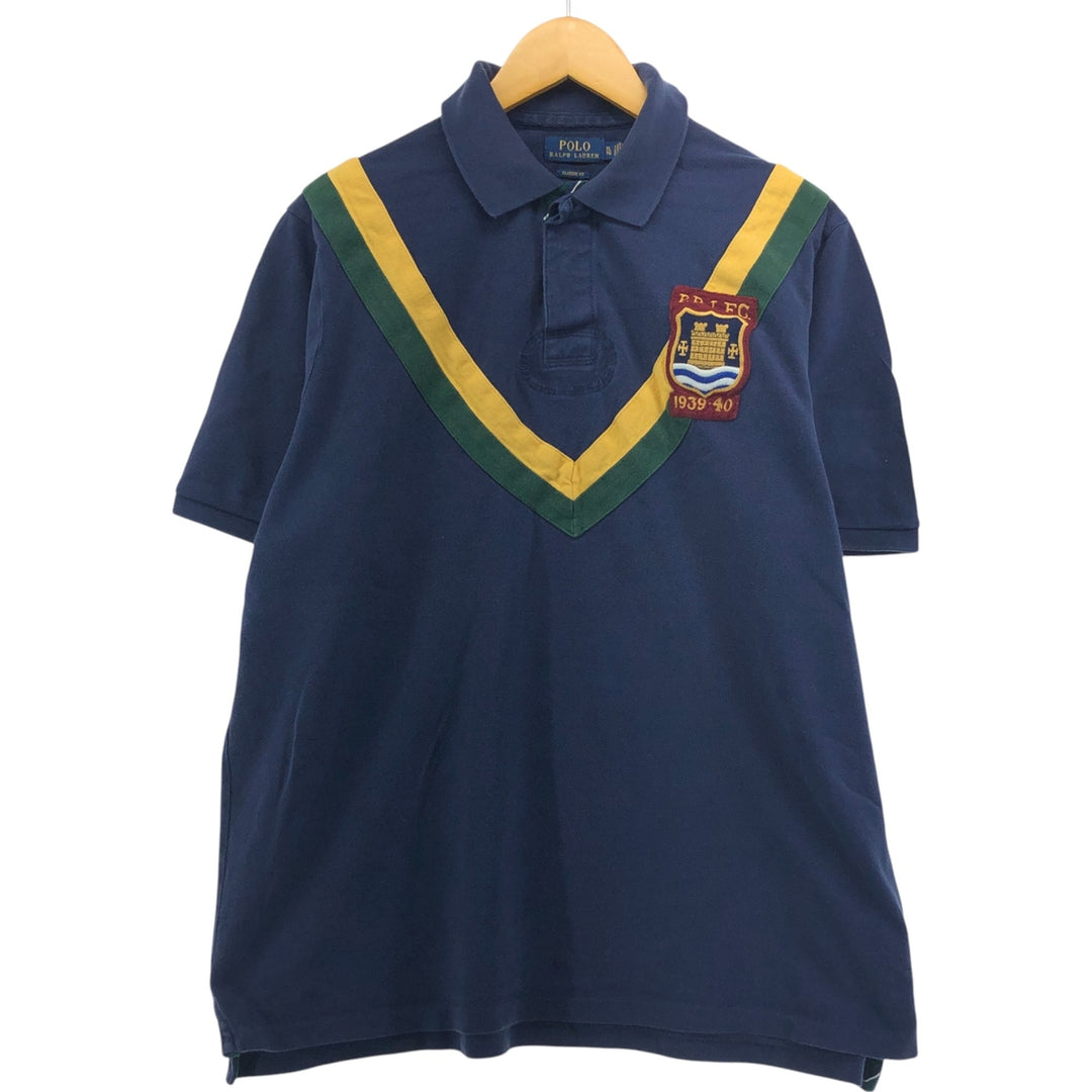 Ralph Lauren POLO RALPH LAUREN CLASSIC FIT short sleeve polo shirt men's XL equivalent cotton navy blue type Vintage Second Hand