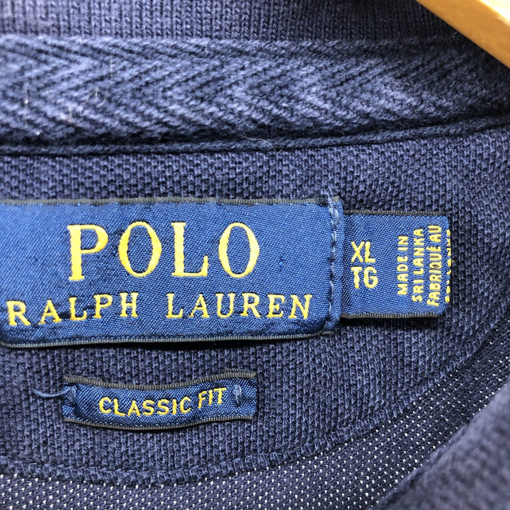 Ralph Lauren POLO RALPH LAUREN CLASSIC FIT short sleeve polo shirt men's XL equivalent cotton navy blue type Vintage Second Hand