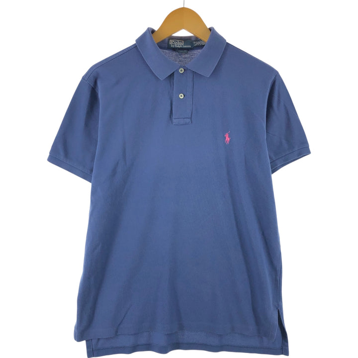 Ralph Lauren POLO by Ralph Lauren CUSTOM FIT short sleeve polo shirt, men's size L cotton Blue type light blue Vintage Second Hand