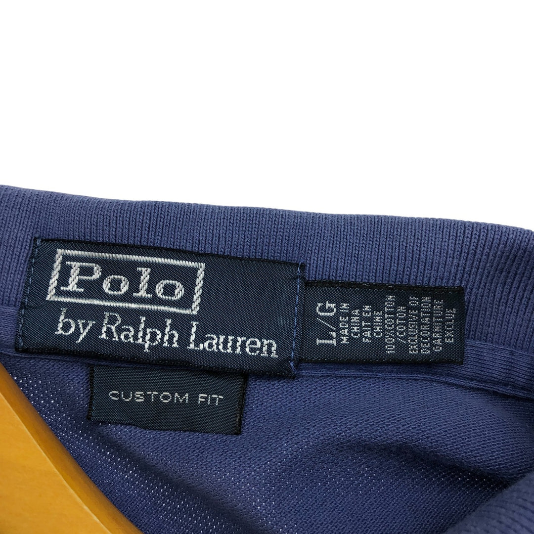 Ralph Lauren POLO by Ralph Lauren CUSTOM FIT short sleeve polo shirt, men's size L cotton Blue type light blue Vintage Second Hand