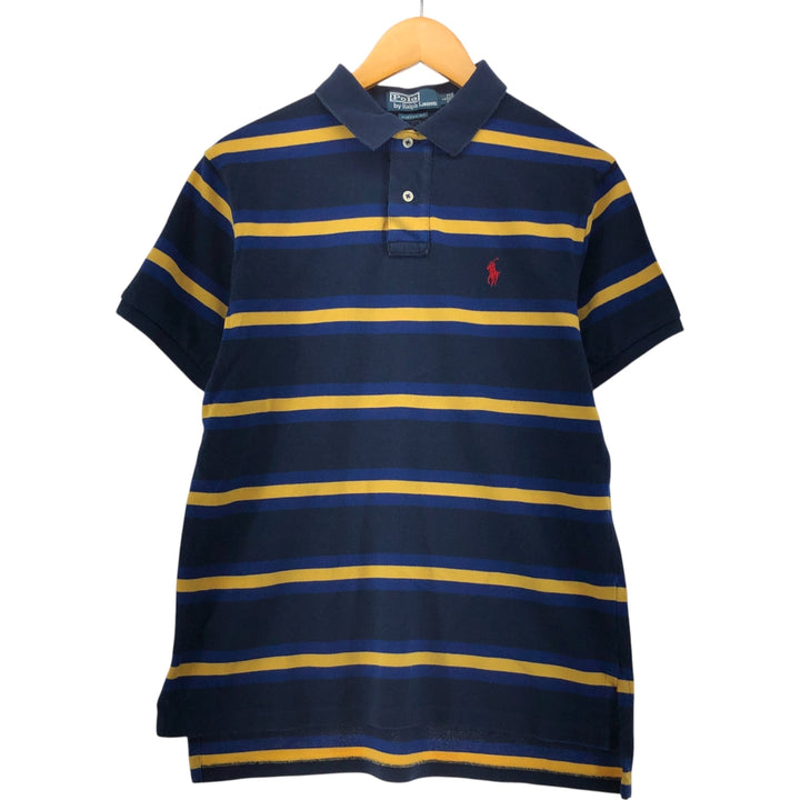 Ralph Lauren POLO by Ralph Lauren COSTOM FIT short sleeve striped polo shirt men's size L cotton navy blue type Vintage Second Hand