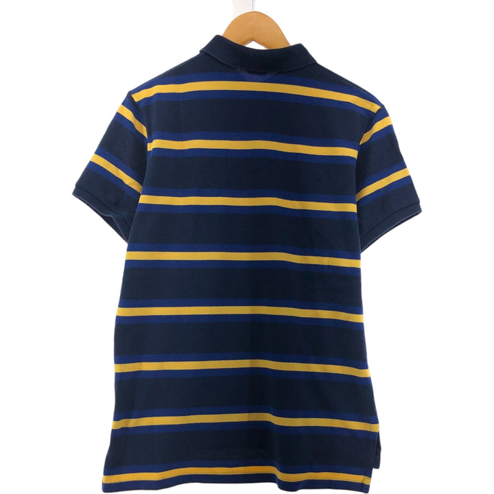 Ralph Lauren POLO by Ralph Lauren COSTOM FIT short sleeve striped polo shirt men's size L cotton navy blue type Vintage Second Hand