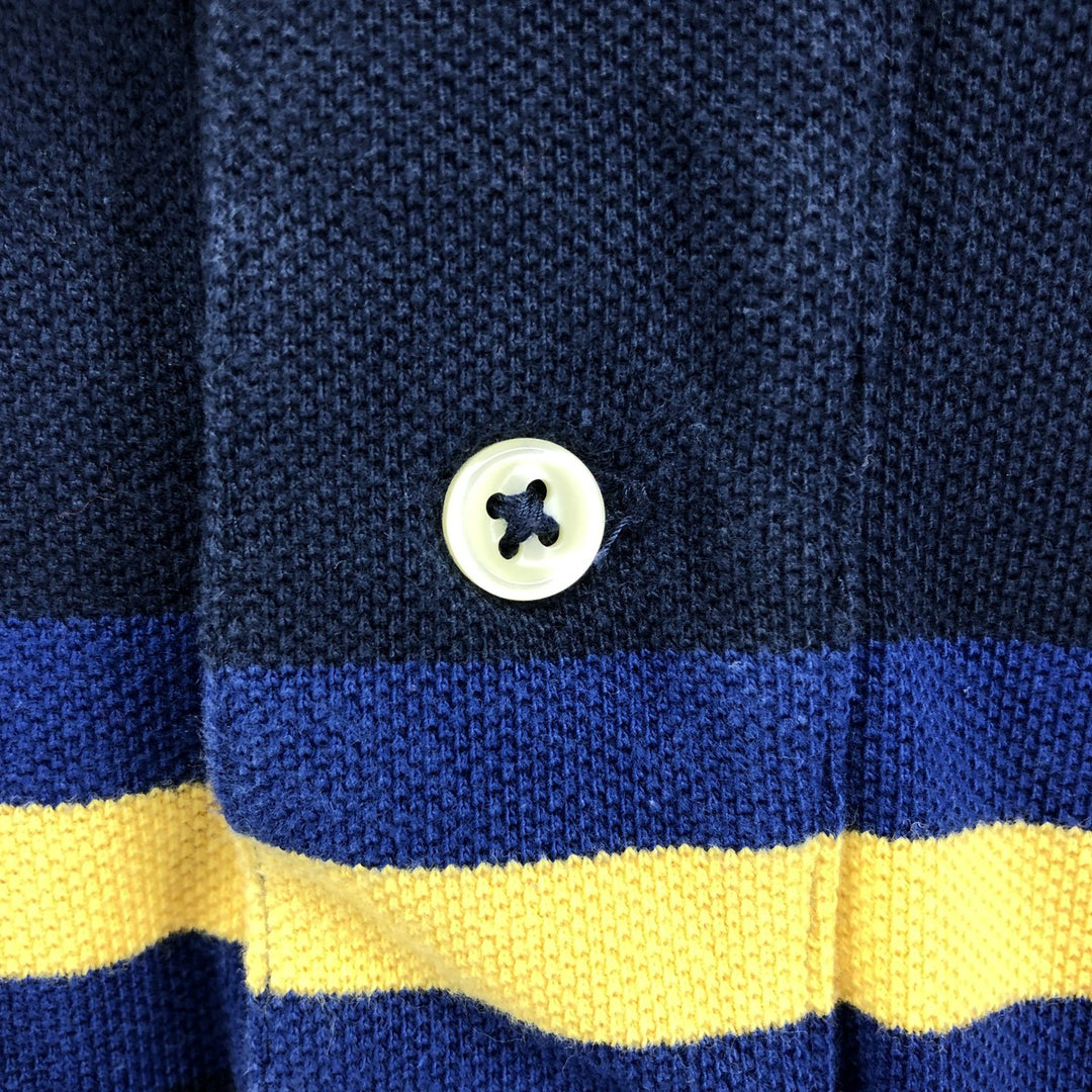 Ralph Lauren POLO by Ralph Lauren COSTOM FIT short sleeve striped polo shirt men's size L cotton navy blue type Vintage Second Hand