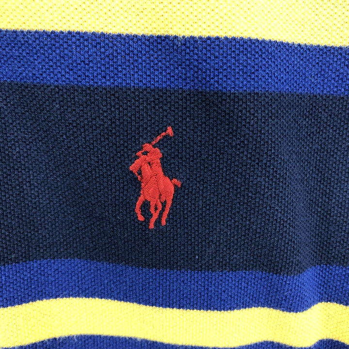 Ralph Lauren POLO by Ralph Lauren COSTOM FIT short sleeve striped polo shirt men's size L cotton navy blue type Vintage Second Hand