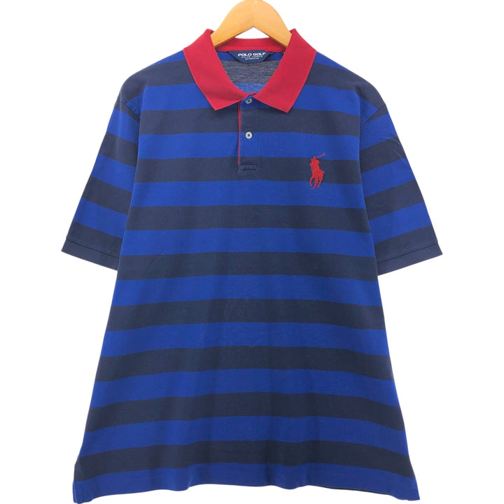 Ralph Lauren POLO GOLF Short Sleeve Striped Polo Shirt Men's XL Pima Cotton black type Vintage Second Hand