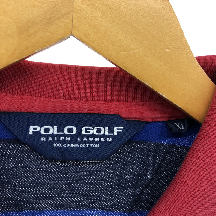 Ralph Lauren POLO GOLF Short Sleeve Striped Polo Shirt Men's XL Pima Cotton black type Vintage Second Hand