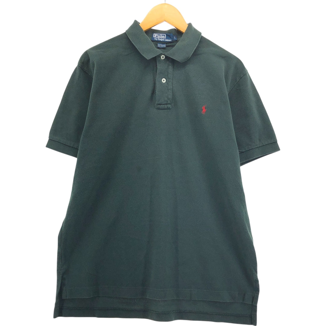 Ralph Lauren POLO by Ralph Lauren short sleeve polo shirt, men's size L cotton Khaki type Vintage Second Hand
