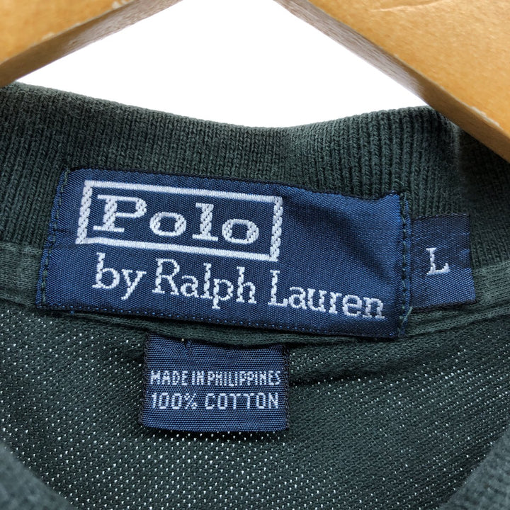 Ralph Lauren POLO by Ralph Lauren short sleeve polo shirt, men's size L cotton Khaki type Vintage Second Hand
